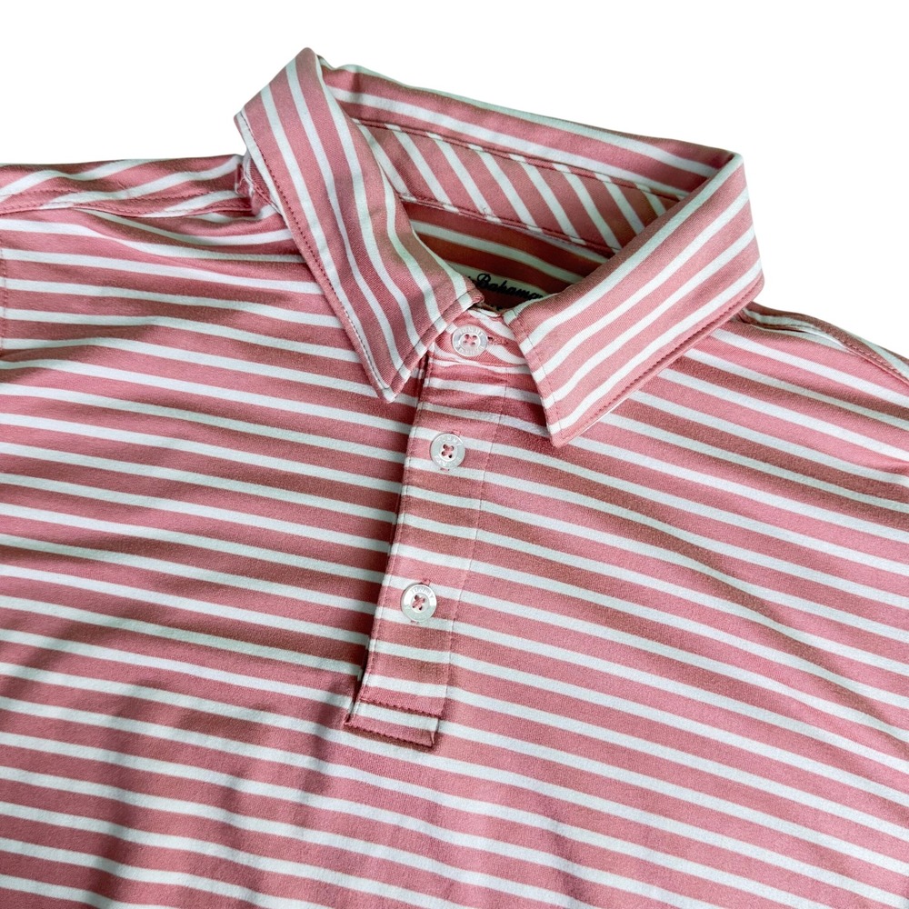 Tommy Bahama Polo Shirt Kids L(10/12) Pink White Striped Active Short Sleeve